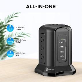 img 3 attached to ✨ Convenient and Versatile Power Strip Tower Surge Protector for Home Office - USB C Port, Multiple USB A Ports, & 9 AC Outlets
