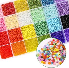 img 2 attached to 📿 DICOBD Craft Beads Kit - 3mm Glass Seed Beads (10800pcs) and Letter Beads (1200pcs) for Friendship Bracelets, Jewelry Making, Necklaces, and Key Chains - Includes 2 Rolls of Cord