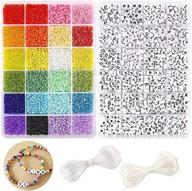 📿 dicobd craft beads kit - 3mm glass seed beads (10800pcs) and letter beads (1200pcs) for friendship bracelets, jewelry making, necklaces, and key chains - includes 2 rolls of cord logo