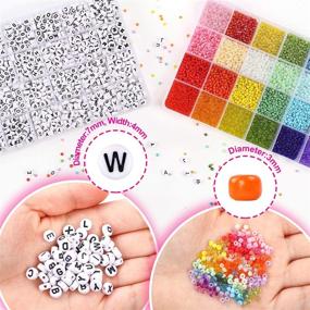 img 3 attached to 📿 DICOBD Craft Beads Kit - 3mm Glass Seed Beads (10800pcs) and Letter Beads (1200pcs) for Friendship Bracelets, Jewelry Making, Necklaces, and Key Chains - Includes 2 Rolls of Cord