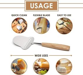 img 1 attached to 🧀 Stainless Steel Kitchen Cheese Slicer Spatula - Cheese Cutters for Block Cheese, Semi Soft Cheese Slicer - Cheese Plane Slicer with Wood Handle - Cheese Shaver and Essential Kitchen Tool