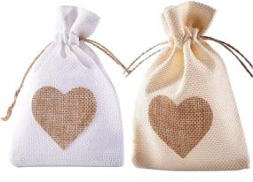 img 4 attached to WEWIVODA Burlap Bags: 40 Pack Drawstring Heart Gift Pouches for Valentine's Day, Wedding, Easter, Christmas, Halloween, Thanksgivings, New Year