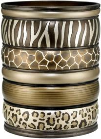 img 1 attached to 🏺 Popular Bath Safari Stripes Chocolate Waste Basket: A Stylish and Functional Addition to Your Bathroom