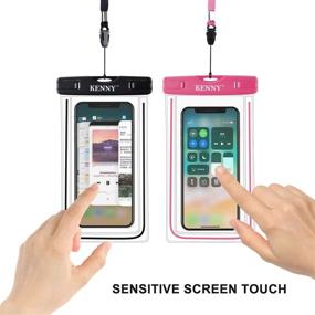 img 1 attached to 📱 Universal Luminous Waterproof Case with Neck Strap - White and Black 6-inch Cell Phone Dry Bag Pouch for Swimming, Diving and Surfing