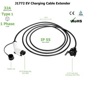 img 3 attached to 20ft Electric Vehicle (EV) Charger Extension Cable Cord - Level 2 Charging Station 32 Amp 240 Volt Extender for SAE J1772 - Charging Cable Accessories+