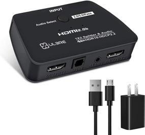 img 4 attached to ULBRE HDMI Splitter 1x2 with Audio Extractor, 4K 60Hz HDMI 2.0b Splitter 3D, Dual Monitors Duplicate/Mirror, HDR10, Full HD 1080P for Xbox, PS4, Fire Stick, Roku, HDTV, with SPDIF