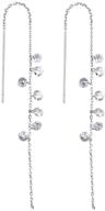 sluynz sterling silver cz droplet dangle earrings for women teen girls - sparkling & elegant threader earrings logo