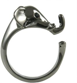 img 4 attached to Stylish and Versatile Ellenviva Elephant Adjustable Animal Wrap Ring in Shiny Graphite Tone – Timeless Fashion Accessory