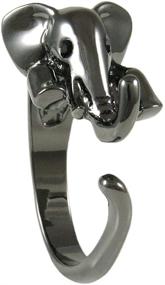 img 3 attached to Stylish and Versatile Ellenviva Elephant Adjustable Animal Wrap Ring in Shiny Graphite Tone – Timeless Fashion Accessory