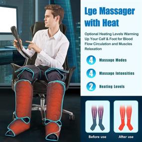 img 3 attached to Ultimate Leg Massager: Heat, Air Compression, Muscle Relaxation, 4 Modes & Intensities