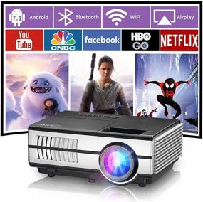 img 4 attached to 🔊 Portable Bluetooth WiFi Projector, LED Outdoor Movie Smart Projector with Airplay for iPhone Android, DVD, TV Stick, Laptop, PS5, USB, HDMI – Home Theater