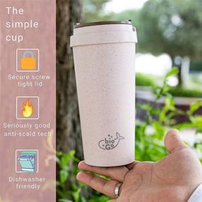 img 3 attached to bioGo Cup - Rice Husk Fibre, BPA-Free Double Wall Insulation Reusable Coffee Cups - On-The-Go Travel Mug with Screw Tight Lid, Textured Grip - Ultra Lightweight (Faded Pink, 16oz)