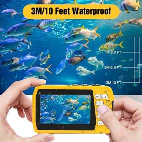 img 3 attached to 📸 Зафиксируйте подводную красоту с нашими подводными камерами: Водонепроницаемая камера Full HD 2.7K 48 МП видеорегистратор с двойным экраном для селфи, цифровое увеличение 16X, подводная цифровая камера для сноркелинга!