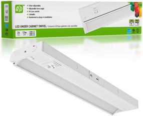 img 4 attached to 💡 ASD LED Swivel Under Cabinet Lighting, 24 Inch, Dimmable, Hardwired or Plug-in Installation, 3 Color Options - 2700K/3000K/4000K, Rotatable Lens, Linkable, ETL & Energy Star Certified, White Finish