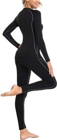 img 2 attached to 🔥 Stay Warm and Cozy with Sykooria Women's Thermal Underwear Long John Set - Fleece Lined Base Layer for Winter Skiing