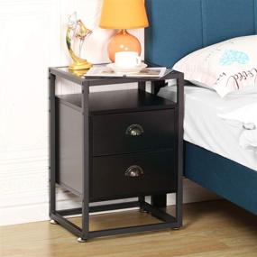 img 3 attached to VECELO Versatile Nightstand Tempered Drawers
