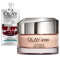 💧 olay ultimate eye cream for wrinkles, puffy eyes & dark circles, 0.4 oz + whip face moisturizer travel/trial size gift set logo