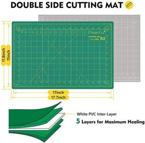 img 1 attached to 🧵 Magicfly Rotary Cutter Set: 45mm and 28mm Fabric Cutters Kit with 10 Extra Blades, A3 Double-Sided Self Healing Cutting Mat, 12x6 Inch Quilting Ruler - Perfect for Sewing, Fabric Cutting, and Art Crafting