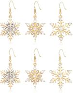 ❄️ christmas snowflake crystal dangle earrings - festive xmas winter holiday hook jewelry for women and girls gift logo