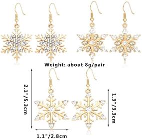 img 3 attached to ❄️ Christmas Snowflake Crystal Dangle Earrings - Festive Xmas Winter Holiday Hook Jewelry for Women and Girls Gift