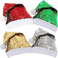 🎉 glitter and glamour: whaline 4 pack reversible sequin santa hats for christmas & winter parties logo