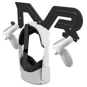 img 4 attached to Convenient VR Wall Mount Stand for Oculus Quest 2, Quest, Rift-S, HP Reverb G2, HTC Vive, Steam Valve Index ProHeadset: Esimen Storage Hook (Black)