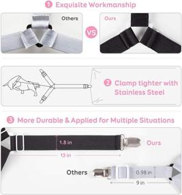 img 2 attached to 🛏️ Secure Bed Sheet Holder Straps: 4PCS Fasteners with Triangle Mattress Sheet Clips, Heavy Duty Suspenders, and Adjustable Bed Bands to Prevent Sliding