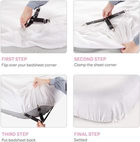 img 1 attached to 🛏️ Secure Bed Sheet Holder Straps: 4PCS Fasteners with Triangle Mattress Sheet Clips, Heavy Duty Suspenders, and Adjustable Bed Bands to Prevent Sliding