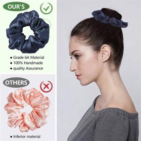 img 3 attached to 💆 Sleek and Gentle Hair Care: Silk Charmeuse Scrunchies for Women - 2 Pack