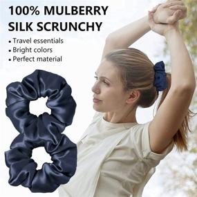 img 1 attached to 💆 Sleek and Gentle Hair Care: Silk Charmeuse Scrunchies for Women - 2 Pack