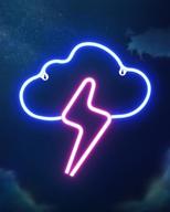 🌩️ imegina neon cloud and lightning bolt wall signs: vibrant led decor for bedrooms, kids' rooms, bars – battery or usb powered - unique christmas gift - pink blue логотип