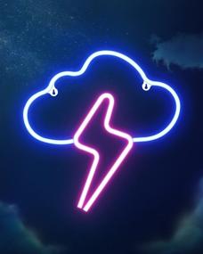 img 4 attached to 🌩️ IMEGINA Neon Cloud and Lightning Bolt Wall Signs: Vibrant LED Decor for Bedrooms, Kids' Rooms, Bars – Battery or USB Powered - Unique Christmas Gift - Pink Blue