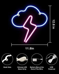 img 3 attached to 🌩️ IMEGINA Neon Cloud and Lightning Bolt Wall Signs: Vibrant LED Decor for Bedrooms, Kids' Rooms, Bars – Battery or USB Powered - Unique Christmas Gift - Pink Blue