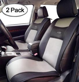 img 4 attached to Enhance Comfort and Style: Big Ant Breathable 2pc Universal Car Seat Cover PU Leather Cushion for Car, Truck, SUV - Black & Gray