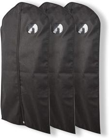 img 4 attached to Premium Set of 3 Black Hanging Breathable Suit Garment Bags - Ideal for Men's Closet, Jacket, Short Dress - Perfect for Travel, Protection, and Storage