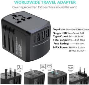 img 3 attached to 🌍 ZGGCD Travel Adapter: Universal Plug Adaptor with USB & USB Type-C Port, High Speed Worldwide Wall Charger for Phone and Laptop - All in One AC Socket