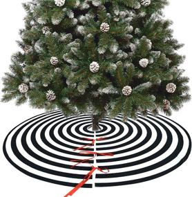 img 4 attached to 🎄 AHOOCUSTOM Small Black and White Christmas Tree Skirt: Annual Rings Design for Rustic Farmhouse Decorations and Merry Xmas Holiday Party Supplies - Slim Tree Mat Ornaments for Mini Tabletop Trees