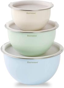 img 4 attached to Rorence Stainless Steel Mixing Bowls with Lids: Stackable Colorful Set of 3 for Kitchen - Includes 1.5 Qt, 3 Qt, 5 Qt