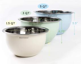 img 3 attached to Rorence Stainless Steel Mixing Bowls with Lids: Stackable Colorful Set of 3 for Kitchen - Includes 1.5 Qt, 3 Qt, 5 Qt
