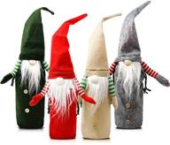 🎅 pack of 4 festive christmas gnome wine bottle covers - holiday decorations for home, christmas wine bottle gifts logo