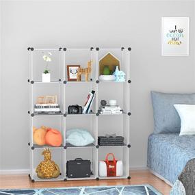 img 2 attached to JIANQU 12 Cube Storage Organizer - White Cubical Modular DIY 📦 Plastic Cube Bookshelf for Home, Office, Living Room - Square Closet Cabinet Shelving