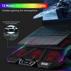 img 2 attached to IPOW 12-Mode RGB Laptop Cooling Pad LED Screen Gaming Laptop Cooler with 6 Adjustable High-Speed Fans, 7 Heights Stand, 2 USB Ports, Compatible with Laptops up to 17'' & PS4