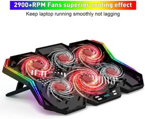 img 3 attached to IPOW 12-Mode RGB Laptop Cooling Pad LED Screen Gaming Laptop Cooler with 6 Adjustable High-Speed Fans, 7 Heights Stand, 2 USB Ports, Compatible with Laptops up to 17'' & PS4