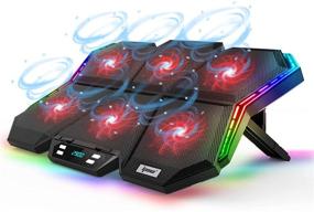 img 4 attached to IPOW 12-Mode RGB Laptop Cooling Pad LED Screen Gaming Laptop Cooler with 6 Adjustable High-Speed Fans, 7 Heights Stand, 2 USB Ports, Compatible with Laptops up to 17'' & PS4