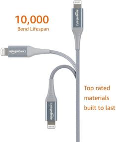 img 3 attached to 🔌 Кабель Amazon Basics тёмно-серого цвета длиной 1 фут из нейлона USB-C к Lightning - зарядное устройство сертифицированное MFi для iPhone 11/12, iPad - срок службы 10 000 изгибов.