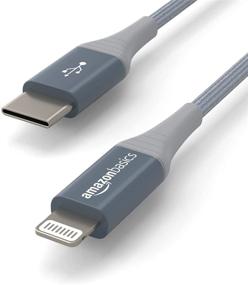 img 2 attached to 🔌 Кабель Amazon Basics тёмно-серого цвета длиной 1 фут из нейлона USB-C к Lightning - зарядное устройство сертифицированное MFi для iPhone 11/12, iPad - срок службы 10 000 изгибов.