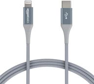 🔌 кабель amazon basics тёмно-серого цвета длиной 1 фут из нейлона usb-c к lightning - зарядное устройство сертифицированное mfi для iphone 11/12, ipad - срок службы 10 000 изгибов. логотип