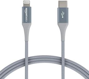 img 4 attached to 🔌 Кабель Amazon Basics тёмно-серого цвета длиной 1 фут из нейлона USB-C к Lightning - зарядное устройство сертифицированное MFi для iPhone 11/12, iPad - срок службы 10 000 изгибов.