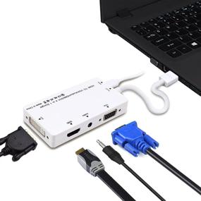 img 4 attached to 🔌 HDMI к VGA DVI HDMI 4-в-1 конвертер адаптерный кабель с аудио выходом 3,5 мм и micro USB - Совместим с ноутбуками, компьютерами и многим другим - Одновременные подключения