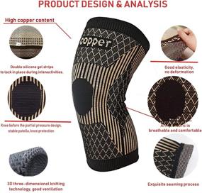 img 3 attached to 🦵 Copper Knee Brace: Effective Compression Sleeve for Sports, Workout & Arthritis Pain Relief - Single